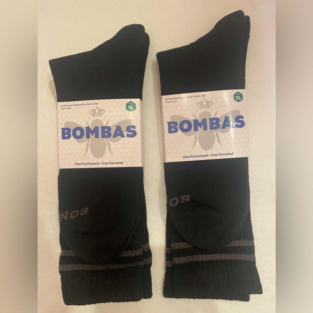 Bombas 2 Pairs Men’s‎ Black Socks Size XL 13.5-16